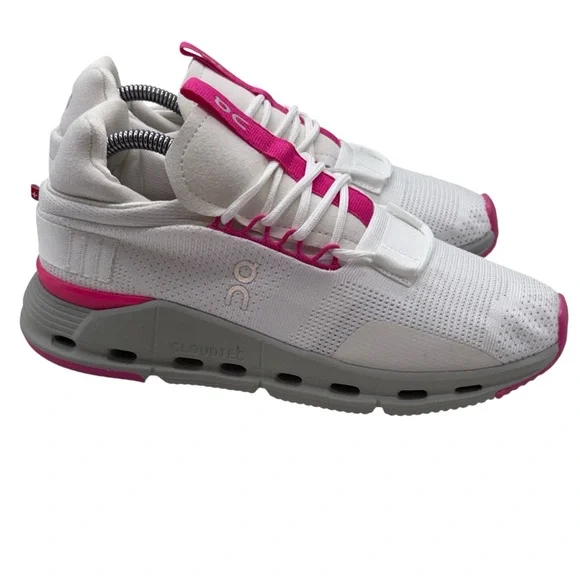 Running shoes White and Pink Sneakers with Streamlined Design Sz 38 - Picture 4 of 13